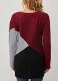 Long Sleeve Contrast Round Neck T Shirt