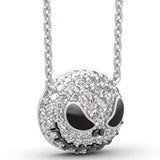 Skull Design Rhinestone Detail Metal Necklace