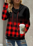 Plaid Long Sleeve Cowl Neck Sweatshirt