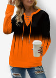 Ombre Lace Up Long Sleeve Sweatshirt