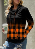 Plaid Long Sleeve Cowl Neck Sweatshirt