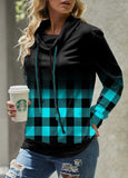 Plaid Long Sleeve Cowl Neck Sweatshirt