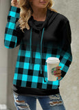 Plaid Long Sleeve Cowl Neck Sweatshirt