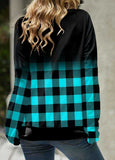 Plaid Long Sleeve Cowl Neck Sweatshirt