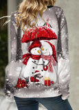 Lace Up Christmas Snowflake Print Multi Color Sweatshirt