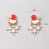 Christmas Snowman Design White Metal Detail Earrings