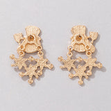 Christmas Snowman Design White Metal Detail Earrings