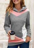 Decorative Button Grey Contrast Long Sleeve Hoodie