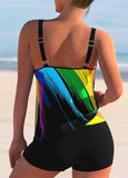 Colorful Printed Spaghetti Strap Tankini Set