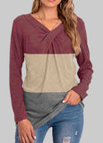 Color Block Long Sleeve T Shirt