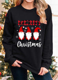 Christmas Plaid Graphic Letter Print Pullover Sweatshirt