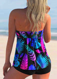 Leaf Print Halter Tankini Set