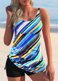 Tie Side Rainbow Stripe Tankini Set