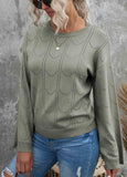 Solid  Horn Sleeve Hollow Knit Top