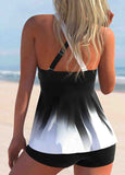 Color Block Ombre Cross Front Tankini Top