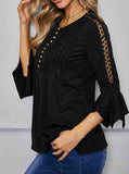 Solid Pleated Quarter Sleeve Top