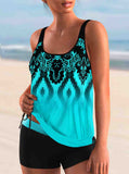 Tie Side Geometric Print Tankini Set