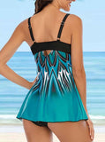 Feather Pattern Strap Swimsuit Set