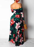 Floral Printed Hollow Out Split Dress - soofoom.com