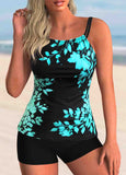 Leaf Print Spaghetti Strap Tankini Set