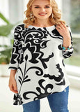 Printed  Hem 3 / 4 Sleeve T-shirt