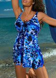 Print Spaghetti Strap Tankini Set