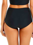 High Waisted Black Elastic Detail Swimwear Panty