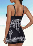 Printed Sexy Backless Swimdress And Panty