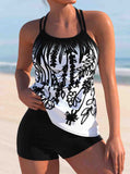 Spaghetti Strap Floral Print Tankini Set