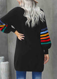 Contrast  Lantern Sleeve knitted Cardigan