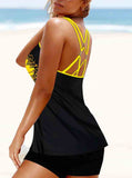 Strappy Back Sunflower Print Tankini Set