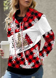 Christmas Snowman Print Drawstring  Sweatshirt