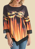 Halloween Pumpkin Print Asymmetric Hem T Shirt