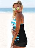 Criss Cross Back Printed Tankini Set - soofoom.com