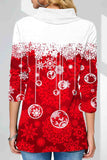 Christmas Snowflake Print Red Long Sleeve Sweatshirt