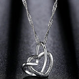 Silver Metal Double Heart Design Necklace - soofoom.com