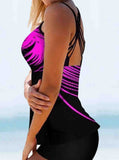 Spaghetti Strap Printed Tankini Set