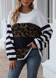 Leopard Stitched Crew Neck Sweater