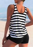 Wide Strap Striped Tankini Top