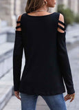 Solid V-Neckline Long Sleeve Blouses