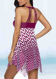 Striped Printed Split Swimsuit Set