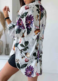 Printed Long Sleeve Lapel Blouse