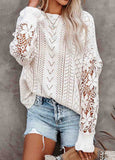 Lace Stitched Knit Pullover Top