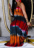 Tie Dye Print Spaghetti Strap Maxi Dress