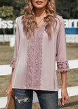 Lace V-neck Pullover Blouse