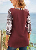 Tribal Print V Neck 3/4 Sleeve Tunic Top