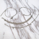 Silver Multi Layer Tassel Bracelet Set - soofoom.com