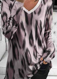 V Neck Print Long Sleeve T-Shirt