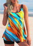 Tie Dyed Back Shirred Tankini Set