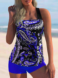 Printed Straps Tankini Set